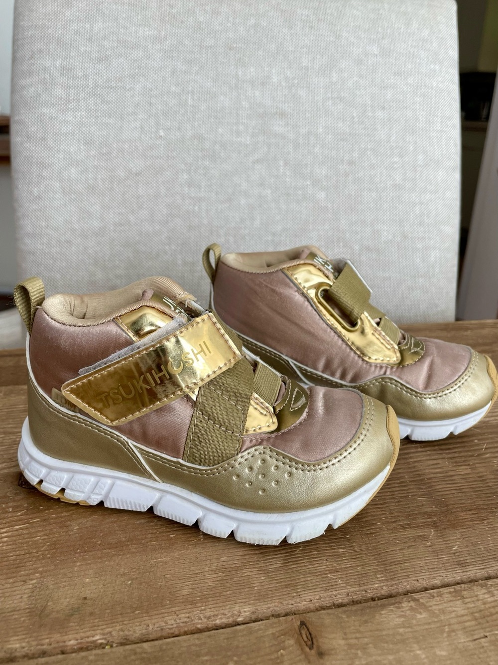 Tsukihoshi: Metallic Gold and Satin Bronze Toddlers Sneakers
